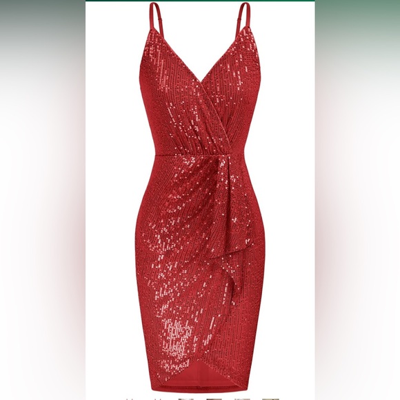 Sparkly Red Cocktail Dress, Size Medium - Picture 3 of 4